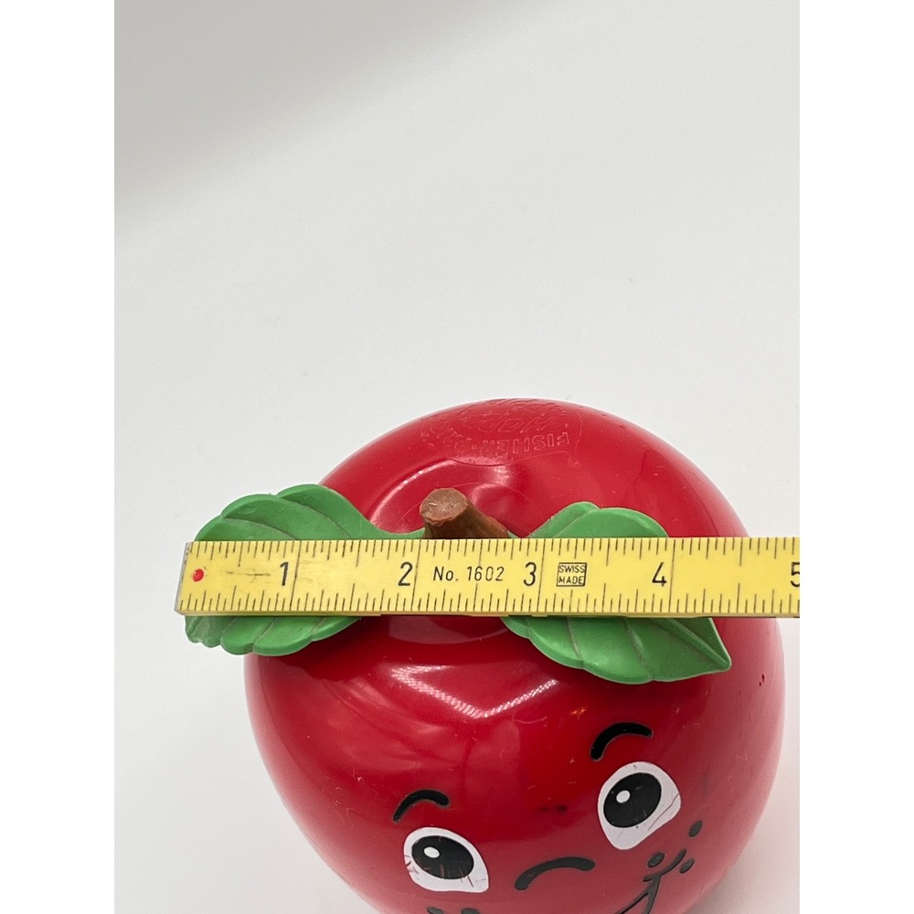 Vintage 1972 Fisher-Price Happy Apple Chime Toy Red Plastic Rattle 435 Smiling - Picture 12 of 12
